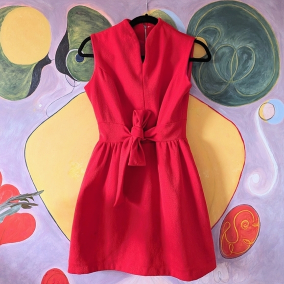 Vintage Red Mini Waist Tie Dress - Picture 1 of 4